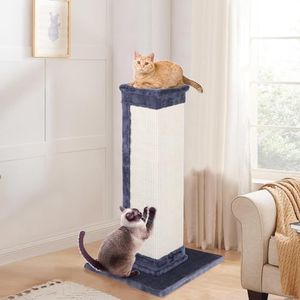 BEASTIE Cat Scratching Post Tree 92cm Height, Stand-up Cat Scratcher Tower Condo House Furniture, Wood Floor Cat Tree Post(Grey)