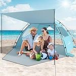 Elegear Beach Tent for 4-5 Person with Extra Large Canopy, Portable Sun Shelter Tent with UPF 50+ UV Protection, Beach Shade with Expandable Porch, Easy Setup Sun Tent for Beach, Camping, Fishing