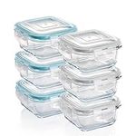 Grizzly Glass Food Storage Container Set - Ovenproof Dish with Lids - 6 x 320 ml (11 oz) Square - Air and Liquid Tight