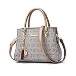 NICOLE & DORIS Fashion Women Handbag with Printing Shoulder Bags Designer Top Handle Bag with Tassel Pendant Tote Bag Medium Size Ladies Work Bag PU Leather Crossbody Bag