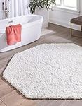 Unique Loom Solid Shag Collection Area Rug (6' 1" Octagon, Snow White)