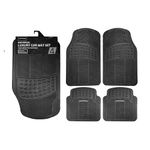 4 Piece Car Mat Universal Deep Grooved KARAN KING Heavy Duty Rubber Non Slip Mat for Cars, Truck and VAN, Water Proof, All Weather Car Mats