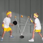 Medileaf Table Tennis Training Kit|Self Traning Equipment for Kids & Adult|Elastic Soft Shaft, 2 Ping Pong Balls & 2 Table Tennnis Bat with Metal Base|Indoor Outdoor Toy|Birthday Gift|Made in India