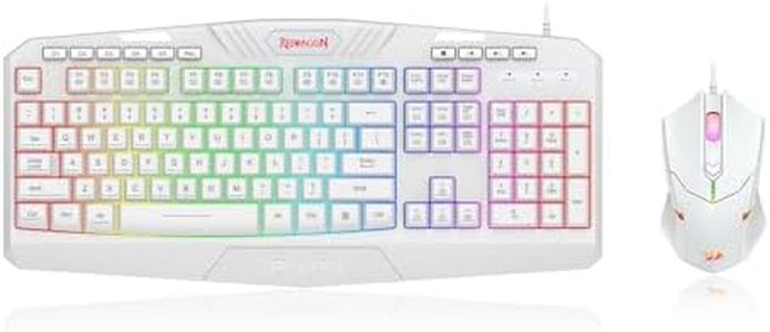 Redragon S101 Wired Gaming Keyboard and Mouse Combo, LED RGB Backlit Gaming Keyboard with Multimedia Keys, Wrist Rest, Plus RGB Backlit Gaming Mouse with 3200 DPI for Windows PC Gamers - [White]