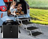 Idle Hippo Portable Dog Stairs for Large Dogs, Portable Aluminum Lightweight Dog Ramps with Non-Slip Surface for High Beds, Trucks, Cars and SUV, Pet Ladder Ramp Support 150-200 Lbs，5 Steps