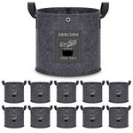 DRNCURN Grow Bags, 10-Pack 5 Gallons Heavy Duty 320g Thick Nonwoven Fabric Pots with LST Rings for Low Stress Plant Training Flowers, Vegetables, Fruits