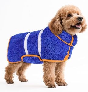 Bienbee Dog Bathrobe, Quick Drying Dog Robe Super Absorbent Dog Towels for Drying Dogs, Warm Keeping Dog Robes for After Bath Dogs Bath Supplies Dark Blue S