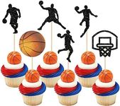 24Pcs Basketball Cupcake Toppers Star Sports Fan Basketball Backboard Cupcake Picks Baby Shower Basketball Players Sports Theme Birthday Party Cake Decorations Supplies