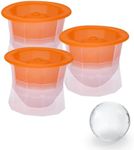 Regal Trunk & Co. Set of 3 Ice Ball Molds - 2.5"x3.3" Slow Melting Ice Balls for Whiskey, Bourbon, and Cocktails - Durable Ice Ball Maker with Sturdy Bottom - Silicone Sphere Ice Cube Molds (Orange)