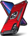 DASFOND Designed for iPhone XR Case, Military Grade Shockproof Protective Phone Case Cover with Enhanced Metal Ring Kickstand [Support Magnet Mount] for iPhone XR, Red