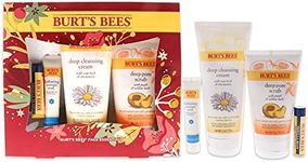 Burt’s Bees, 4 Face Care Stocking Stuffer Products, Skin Care Essentials Set - Deep Cleansing Cream, Deep Pore Scrub, Hydrating Overnight Mask & Vanilla Bean Lip Balm (Old Version)