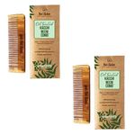 Nat Habit Kacchi Neem Wooden Pocket Comb - Soaked In 17 Herbs, Neem & Sesame Oil - Pocket-Sized & Travel-Friendly For Men & Kids Short Hair (Fine Tooth Pack of 2)