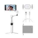 Intsa360 Flow 2 White Gimbal Stabilizer for Smartphone - Foldable AI Phone Gimbal, AI&Multi-Person Tracking, Built-in Tripod/Selfie Stick, Remote Control, iPhone/Android Phone Stabilizer, Travel&Vlog