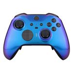 eXtremeRate Chameleon Purple Blue Faceplate Cover, Glossy Front Housing Shell Case DIY Replacement Kit for Xbox One Elite Series 2 Game Controller Model 1797 - Thumbstick Accent Rings Included