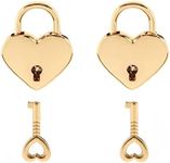 Warmtree Small Metal Heart Shaped Padlock Mini Lock with Key for Jewelry Box Storage Box Diary BookPack of 2Gold