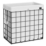 SONGMICS Laundry Hamper, 29 Gal. (110L) Laundry Basket, Collapsible Clothes Hamper, Removable and Washable Liner, Metal Wire Frame, for Bedroom Bathroom, Black and White ULCB111W01