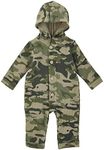 Mud Pie baby-boys Hooded Camoflauge One Piece Bodysuit, Camo, 9-12 Months