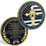 American Police Officer Challenge Coin Thin Blue Line Prayer Coin