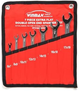 WINMAX TOOLS AUTOMOTIVE Open End Ratcheting Wrench Set, 7PCS Metric Slim Spanner Wrench Set with Rolling Pouch, Including 6, 7, 8, 9, 10, 11, 12, 13, 14, 15, 16, 17, 18, 19mm