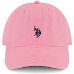 U.S. Polo Assn. Small Polo Pony Logo Baseball Hat, 100% Cotton, Adjustable Cap, Pink, One Size