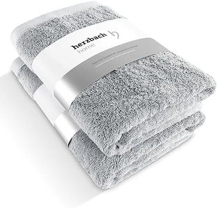 herzbach home Set de 2 Serviettes de Bain Premium 70x140 cm (Gris Argenté) - Grandes Serviettes Douces, absorbantes et Haut de Gamme - 100% Coton Naturel