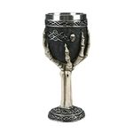 Stainless Steel Skull Wine Goblet Resin Skeletal Beer Cup Gothic Viking Warrior Skull Mug Medieval Drinkware Wineglasses Sacrifice Wine Chalice Cup Whiskey Cocktail Drinking Mug Halloween Bar Decor