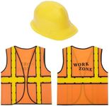 BLUE PANDA 6 Set Construction Worker Costumes for Kids - Vests and Hats for Construction Theme Birthday Dress-Up Party