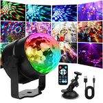 URAQT Disco Light, USB Charged DJ LED Light for Parties, Sound Activated Party Light with Remote Control, Disco Ball Lights for Kids, 7 RGB Colours 360°Rotating for Car, KTV, Party, Bar, Christmas