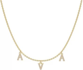 collier chaine prénom pendentif strass lettre prénom mot au choix plaqué or bijoux faits main