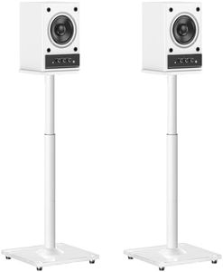 MOUNTUP Universal Speaker Stands Pair 28.3" to 37.4" Height Adjustable Floor Speaker Stands, Holds Bookshelf & Satellite Speaker Large Speaker, Up to 22LBS Cable Concealing 9.8" Plate White MU9132W-L