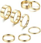 Kakonia 1-8mm 14K Gold Filled Rings Stacking Rings for Women Stackable Rings Thin Band Rings Plain Pinky Thumb Finger Rings Trendy Mid Statement Rings Comfort Knuckle Rings Set