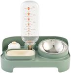 Desired Tools 2 in 1 Pet Food and Water Dispenser, Dog & Cat Food Bowl with Automatic Pet Water Dispenser, Convenient, Leak Proof & Stable Pet Feeder with Water Filtration & Training Bell (Green)