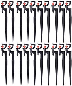 20PCS Drip Irrigation Emitters G Type 360 Degree Rotation Sprinkler Watering Spray Nozzle Garden Irrigation Drippers, Micro Sprinkler Spray Nozzle with Stake for Garden Patio Lawn Flower Bed