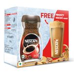 Nescafe Classic Instant Coffee Powder | Indulge In A Delicious Cold Coffee At Home | 100% Pure Coffee | Jar With Free Frosty Cafe Glass Inside | 190 Grams Jar