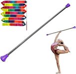 Dasiyoki 26-inch Twirling Baton Spinning Dance Baton Metal Rhythmic Gymnastics Conducting Batons for Child in Majorette-Complete with 1 Dance Ribbon Rainbow Streamer (Purple,1 Pack)