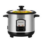 Innoteck Kitchen Pro Stainless Steel Rice Cooker - Removable Non-Stick Bowl - Cook & Warm Function With Indicator Light - Automatic Cooking - Electric Cooker with Measuring Cup & Spatula - 0.8L - 350W