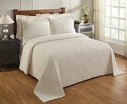 Better Trends Chenille Bedspreads Queen, Jullian Collection Bold Stripes Design in Ivory - Super Soft, Lightweight Bedspreads, 100% Cotton Tufted Cotton Bedspreads & Bedding