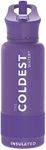 Coldest Sports Water Bottle with Straw Lid Vacuum Insulated Stainless Steel Metal Thermos Bottles Reusable Leak Proof Flask for Sports Gym (Purple, 32 oz Wide Mouth)