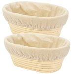 2 PCS 8 inch Oval Long Banneton Brotform Bread Dough Proofing Rising Rattan Basket & Liner for Professional & Home Bakers