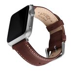 Archer Watch Straps - Top Grain Leather Watch Straps for Apple Watch (Mahogany/Natural White Thread, Matte Silver Hardware, 40/41/42mm)