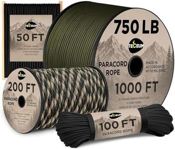 TECEUM Paracord Type IV 750 lb Black 016 – 100 ft – 4mm – Nylon Strong Tactical MIL–SPEC Parachute Cord – Survival Rope Emergency para Cord 11 Strands Core EDC Camping Hiking Military Gear 016a
