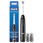 Oral-B Pro Battery Toothbrush, Precision Clean Toothbrush Head, Plaque Remover For Teeth, 2 Batteries Included, Black