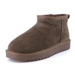 CUSHIONAIRE Women's Hip 2 Genuine Suede Ankle Snow Boots - Pull-On with Cozy Faux Shearling Lining, +Memory Foam, Taupe Genuine Suede, 6