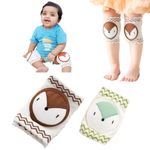 MumsLap Baby Knee Pads (set of 2 pairs) for Crawling | Padded Cushion, Protective Anti-Slip, Combed Cotton, Super Soft & Stretchable- Knee socks for 6 to 24 months Toddlers/infants - Provide Safety from Bruises - (CoffeeFox and Green Fox)