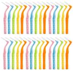 50PCS L-Shaped Interdental Brushes Braces Toothbrush Short Handle,5 Different Sizes Dental Floss Brush Angled Interdental Toothpick