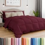 Twin Size, Burgundy Alternative Down Comforter - Warm & Lightweight, Luxury and Breathable Hotel Quality Bedding Set - All Season Fluffy and Cozy Oversized Cooling Microfiber Duvet Insert Comforter