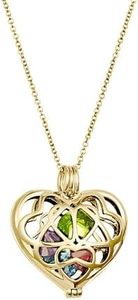 EVE'S ADDICTION Custom Gold Plated Simulated Birthstone Heart Locket, 16" chain - Personalized Birthstone Necklace for Women - Heart Jewelry - Mother's Necklace - Mother's Day Gifts