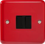 XY2B.PR, Varilight 2 Gang (Double), 1 or 2 Way 10 Amp Switch, Classic Lily Pillar Box Red