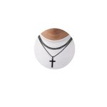 Kenivira 2Pcs Men's Necklaces Stainless Steel Cross Necklace for Men Cross Pendant Necklace Silver/Gold/Black Cuban Chain Necklace Jewelry Gifts for Men