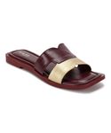 PARAGON RK6023L Women's Maroon Sandals | Stylish Slip on Flat Sandals with Cushioned Soles | Comfortable Everyday Sandals for Outdoor Use